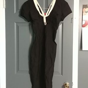Unique Vintage 1950's Style Black & Ivory Dress